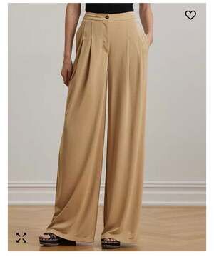 Lauren Ralph Lauren Pleated Stretch Jersey Wide-Leg Pants size 10 NEW